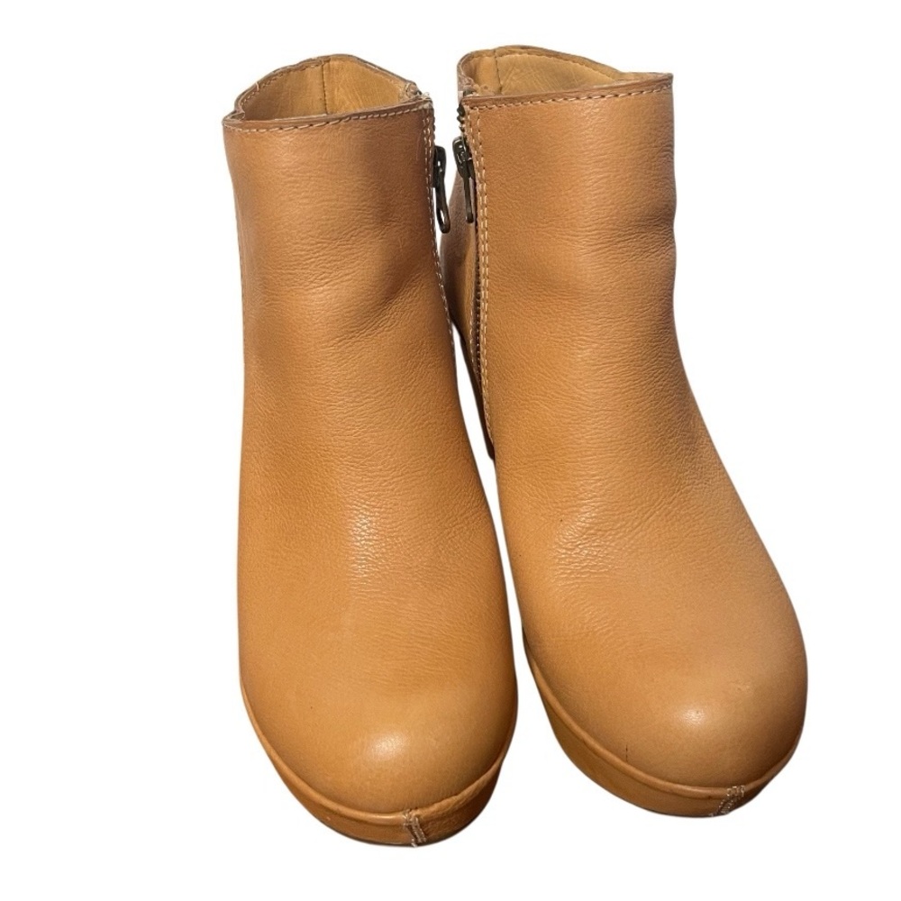 KORK EASE Leather Seeley Booties Tan Spice Side Zip Block Heel Boots Size 7 - Picture 3 of 9